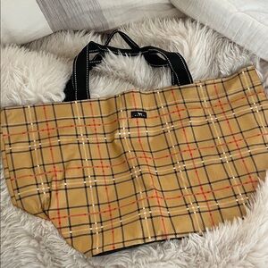 Scout Plaid Tote Bag with Black Handles